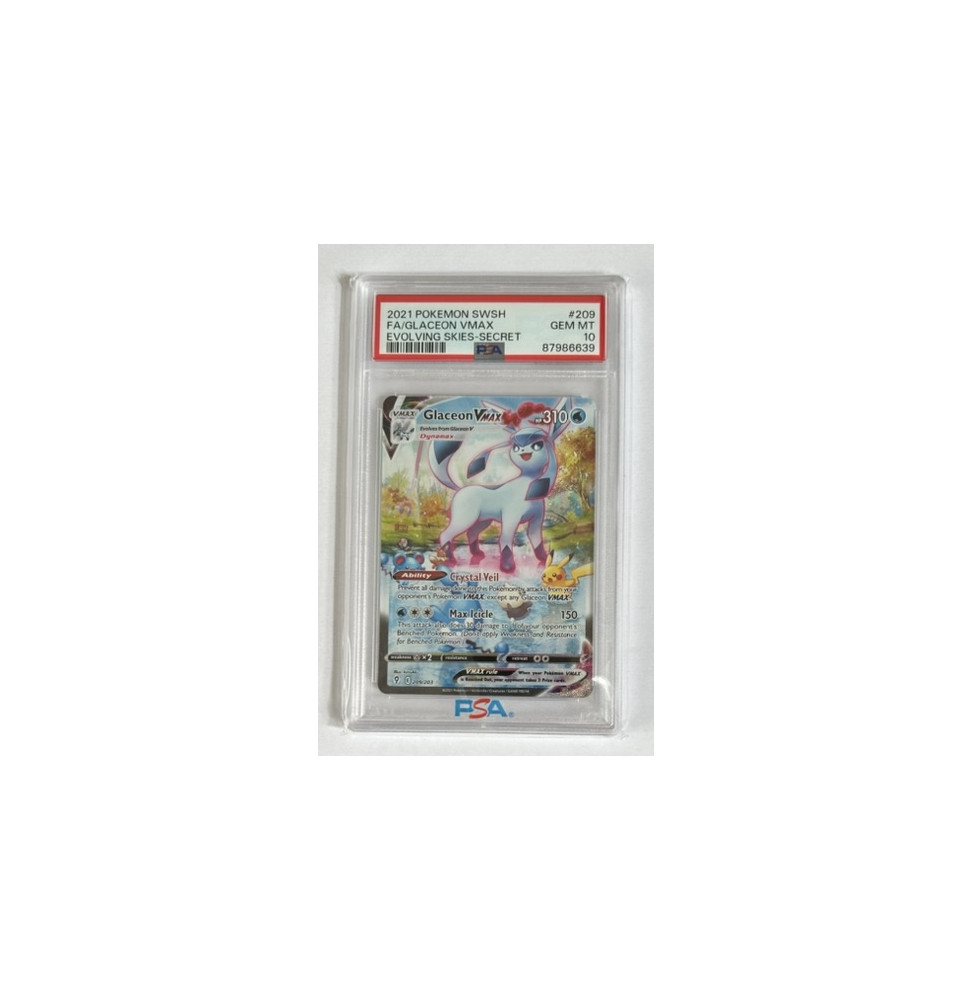 Pokémon Glaceon VMAX Evolving Skies/209/EN - PSA 10