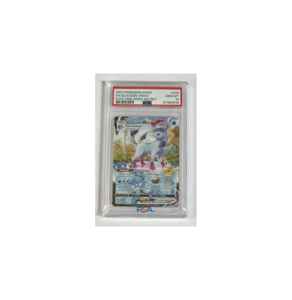 Pokémon Glaceon VMAX Evolving Skies/209/EN - PSA 10