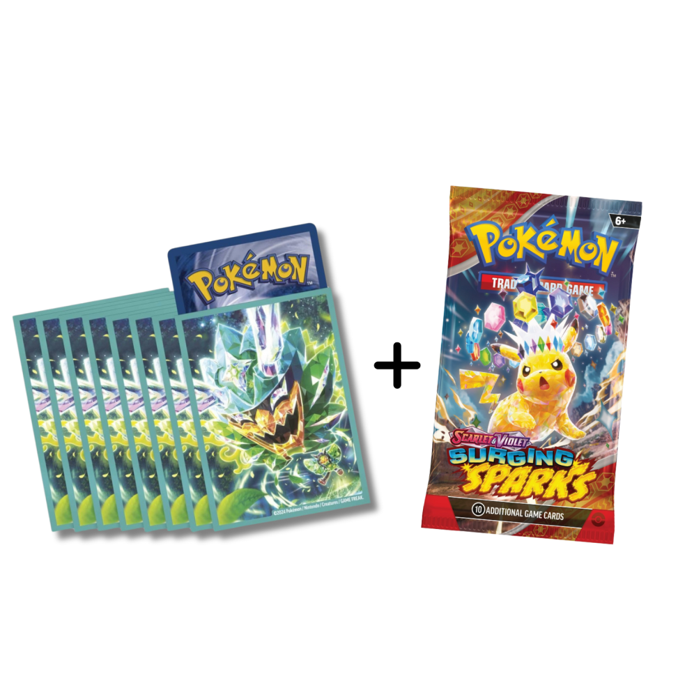 Karetní hra Pokémon TCG: Surging Sparks booster + obaly na karty